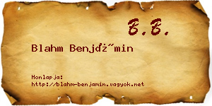 Blahm Benjámin névjegykártya
